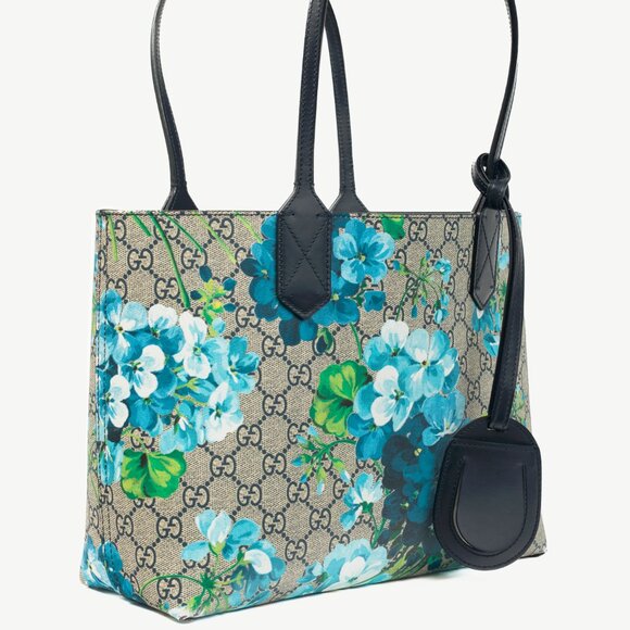 Gucci GG Blooms Supreme Blue Reversible Tote - Picture 2 of 11